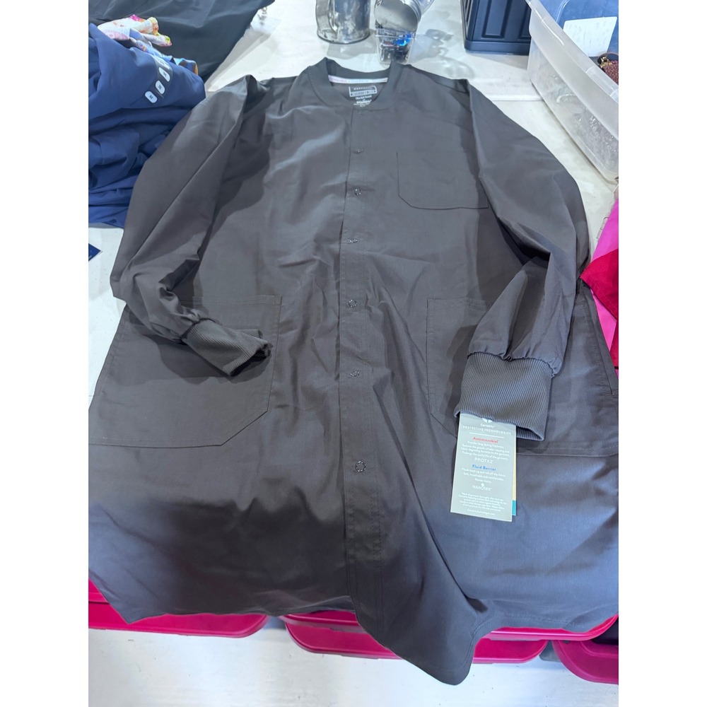 Cherokee Workwear Revolution Tech Lab Coat Pewter Gray Scrub Jacket Medium NWT
